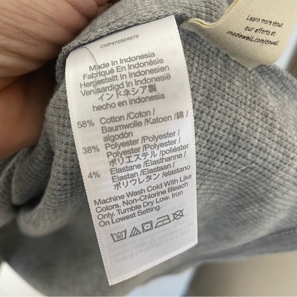 Madewell Gray Thermal Cotton Blend Short Sleeve Top in Size 1X - Picture 4 of 4